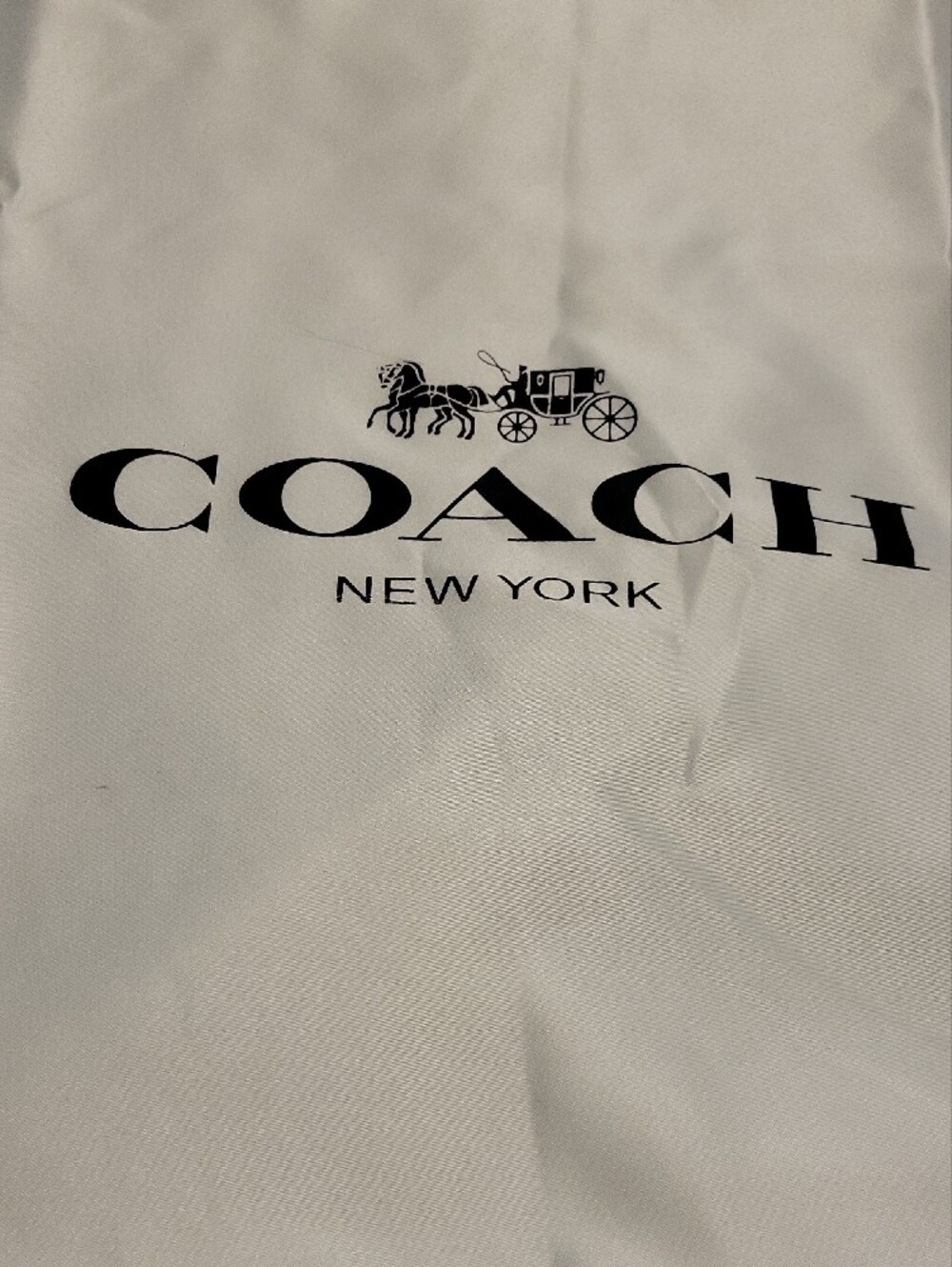 Coach NIP! Authentic SATIN Cream Dust Bag with Black Logo - Picture 2 of 4